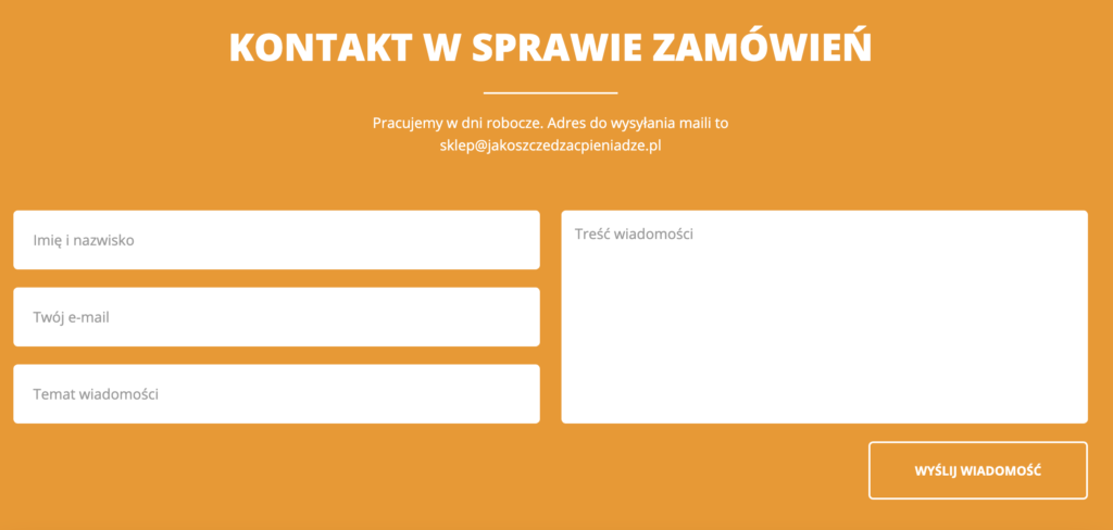 Formularz kontaktowy zaufanie czyli waluta