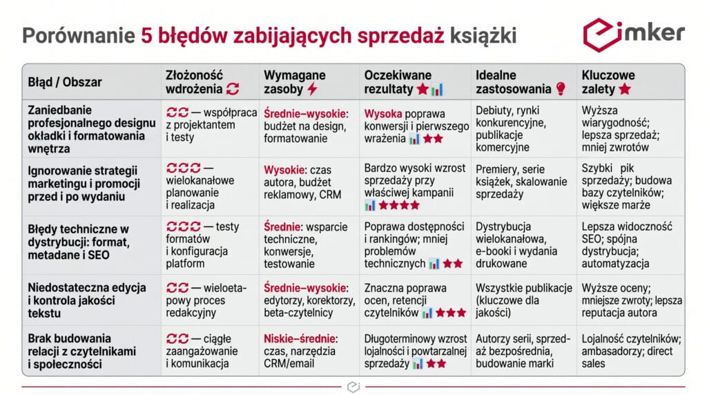 Masz gotową książkę? Oto 5 błędów które zabijają sprzedaż Twojej książki